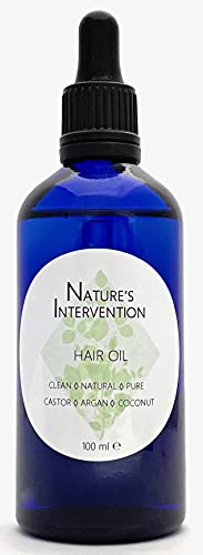 100% Natural ACEITE CRECIMIENTO DEL CABELLO - RICINO, ARGÁN, MACADAMIA, COCO + ROMERO, LAVANDA & CEDRO - 100 ml de NATURE'S INTERVENTION Promueve el Crecimiento del Cabello. Hidrata, Nutre, Protege.