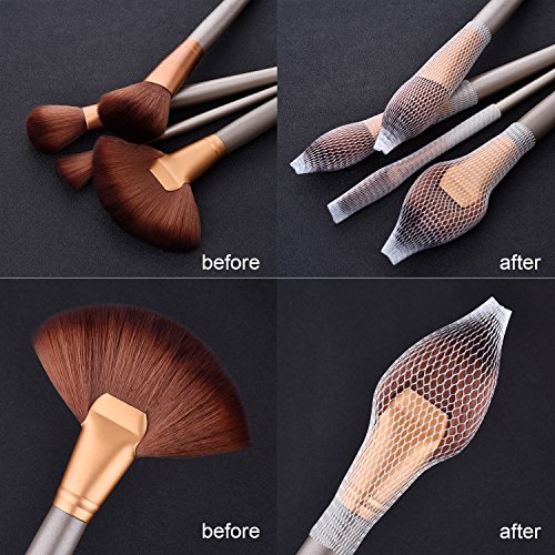 100 Paquetes Protector de Brocha de Maquillaje Brochas de Maquillaje Cubierta Extensible de Malla Protector de Pluma