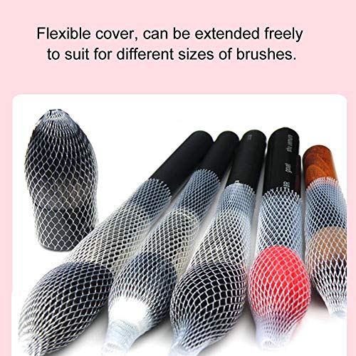 100 piezas de pinceles de maquillaje, juego de protectores de protección para bolígrafos, cubierta de malla extensible reutilizable, pincel de maquillaje, pincel cosmético protector