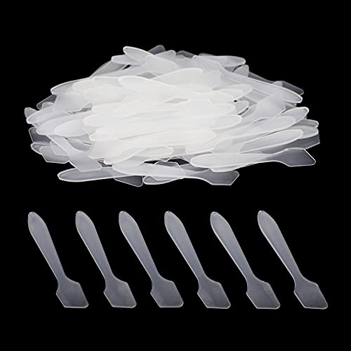 100pcs Mini Espátula,maquillaje espátula, para productos cosméticos Máscara Espátula,Perfectos para le varie cremas,crema hidratante, lápiz labial, (80 mm * 15mm)