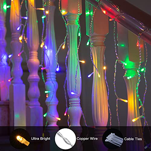 10M 400 LEDs Cortinas Luces Navidad Exteriores, Elegear Luces Led Navidad Colores Prolongables, Guirnaldas Luces con 8 Modos, Carámbano Cadena Luces Decoración para Casa Jardín Habitación Patio Balcón