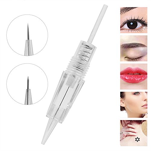 10pcs Agujas de tatuajes redondo y maquillaje permanente desechables agujas estéril herramientas ，para tatuajes de labios,cejas y delineadores de ojos,colorear es rápido y natural(10Pcs R1 Blunt)