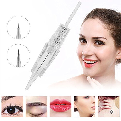 10pcs Agujas de tatuajes redondo y maquillaje permanente desechables agujas estéril herramientas ，para tatuajes de labios,cejas y delineadores de ojos,colorear es rápido y natural(10Pcs R1 Blunt)