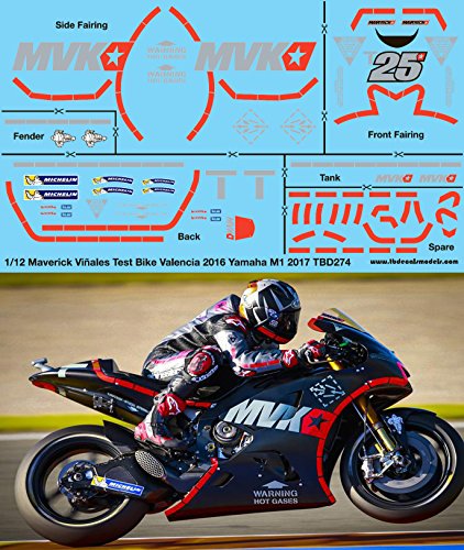1/12 Yamaha M1 2017 Maverick Vinales prueba Bike Valencia 2016 Decals TB Decal tbd274