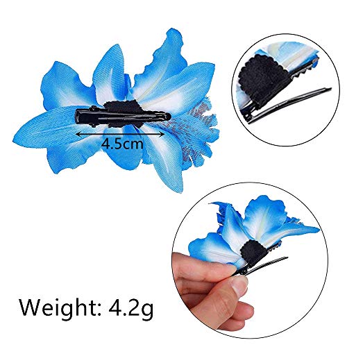 12 horquillas para el pelo de flores, multicolor, doble orquídea, para mujer, niña, novia, boda, fiesta, playa, accesorios de estilo de pelo