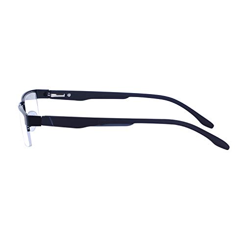 1/2 Marco Gafas de Lectura +2.5(60-64 años) para Hombre con Funda Rectangular Metálica Montura Negro + Lente Transparente