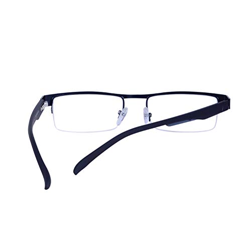 1/2 Marco Gafas de Lectura +2.5(60-64 años) para Hombre con Funda Rectangular Metálica Montura Negro + Lente Transparente