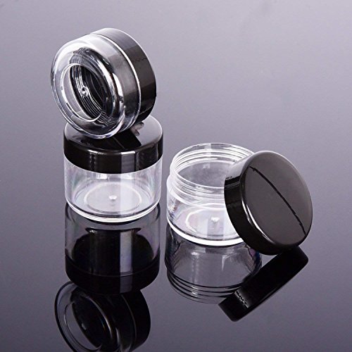 12 Piezas 15g Contenedor de Cosméticos Plástico con Tapas para Crema Maquillaje Sombra de Ojos Almacenaje de Cremas (Negro Transparente)