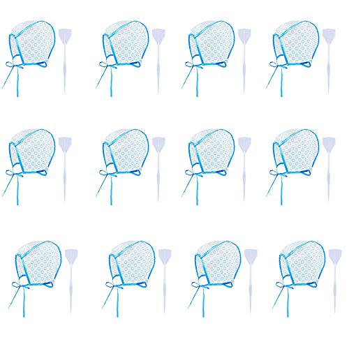 12 Piezas de Gorro de Tinte, con 12 Piezas de Ganchos de Plástico Para Teñir el Cabello, Gorro de Peluquería Desechable Sombrero para Teñir el Pelo para Colorear el Cabello