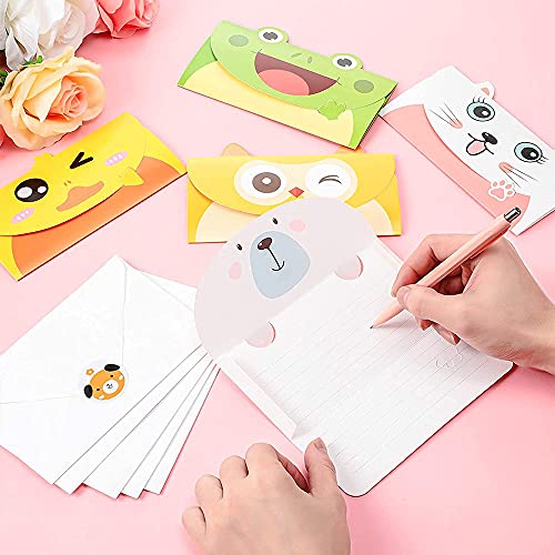 12 Piezas Tarjetas Cumpleaños Niños, Tarjetas Felicitación Animales, Tarjetas Invitación de Dibujos, con Pegatinas, Diseño Animales en Caricatura para Postales, Invitaciones, Regalos para Niños