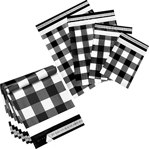 120 Bolsas de Envío Postal Sobres de Correo de Polietileno a Cuadros de 4 Tamaños Diferentes 8 x 12 Pulgadas, 10 x 14 Pulgadas, 13 x 18 Pulgadas, 15 x 20 Pulgadas (Cuadros Blancos y Negros)