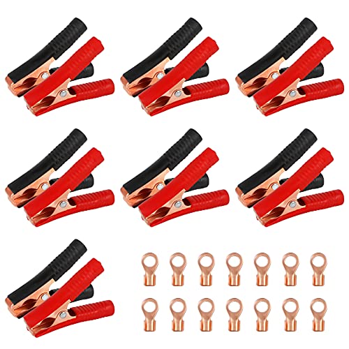 14 piezas 90cm 100A Cobre Pinza de cocodrilo Jumpers Abrazaderas Clips de batería de coche Clip de cocodrilo automático Batería de coche eléctrico Pinzas de cocodrilo para cargadores de batería
