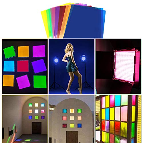 14 Piezas Filtro de Luz de Gel Filtro de Corrección de Color Filtro de Color de Iluminación para Flash Estroboscópico, Luz Video LED, 7 Colores Surtidos, 29.7 * 21 cm