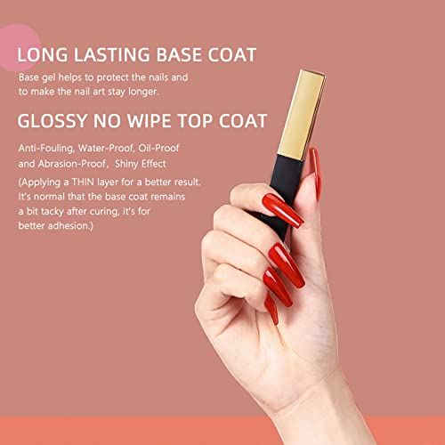 15 ML Base y No Wipe Top Coat Semipermanente, TipsLuna Top Coat Brillante y Base Coat, Esmaltes Semipermanentes de Uñas en Gel UV LED, Pintauñas Semipermanentes Soak off