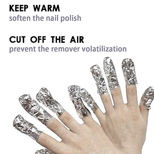 150 Tiras Quitaesmalte de Papel de Aluminio, Ultra-delgado aluminio Foil Nail Wraps Gel Polish Remover, Elimina Esmalte de Uñas de Gel Rápido y Fácil