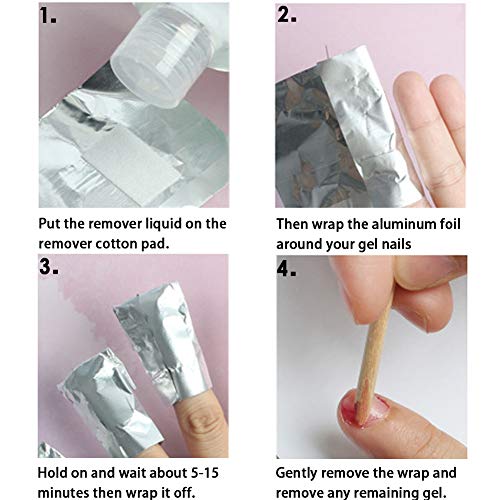 150 Tiras Quitaesmalte de Papel de Aluminio, Ultra-delgado aluminio Foil Nail Wraps Gel Polish Remover, Elimina Esmalte de Uñas de Gel Rápido y Fácil