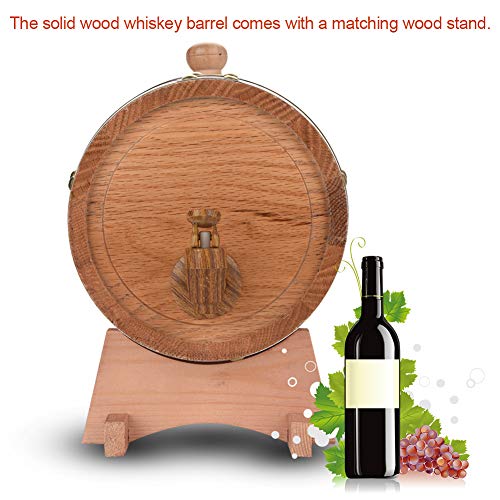 1.5l / 3l / 5l / 10l barril de madera barriles de cerveza barril de vino con grifo, tapón y soporte de madera, cerveza casera cerveza barril de cerveza, perfecto para cerveza whisky o vino(3L)