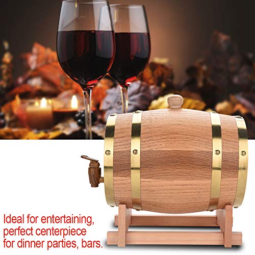 1.5l / 3l / 5l / 10l barril de madera barriles de cerveza barril de vino con grifo, tapón y soporte de madera, cerveza casera cerveza barril de cerveza, perfecto para cerveza whisky o vino(3L)