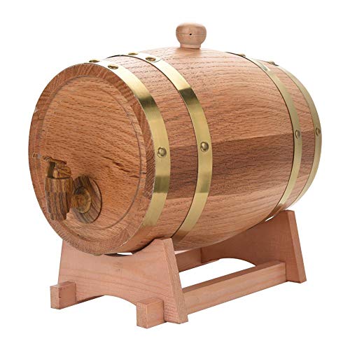 1.5l / 3l / 5l / 10l barril de madera barriles de cerveza barril de vino con grifo, tapón y soporte de madera, cerveza casera cerveza barril de cerveza, perfecto para cerveza whisky o vino(3L)