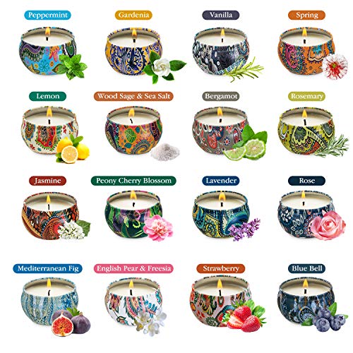 16 Piezas Regalo de Velas PerfumadasCera de Soja Natural Relajación Natural Vela Aromaticas para Baño, Yoga, SPA, para Festival y Bodas Aromaterapia Velas Decoración Regalo（Navidad） (Indio 16)