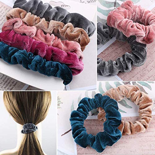 17 Coleteros de Seda y Terciopelo, Scrunchies suaves, Gomas para el pelo, Bandas Elásticas para mujeres y niñas