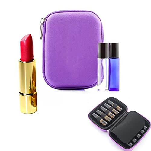 1Pcs Estuche Aceites Esenciales Pequeño, Estuche Aceites Esenciales Viaje, Organizador de Aceites Esenciales para La Celebración de Aromaterapia, Esmalte de Uñas 5Ml 10Ml Botellas(Púrpura)