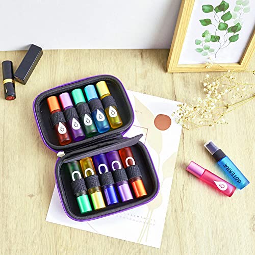 1Pcs Estuche Aceites Esenciales Pequeño, Estuche Aceites Esenciales Viaje, Organizador de Aceites Esenciales para La Celebración de Aromaterapia, Esmalte de Uñas 5Ml 10Ml Botellas(Púrpura)