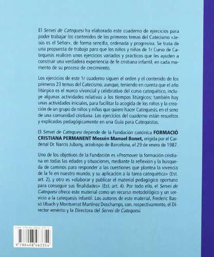 1r Cuaderno de ejercicios correspondiente al Catecismo Jesús es el Señor (CLARET)