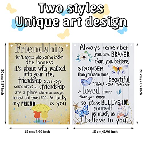 2 Decoraciones de Pared de Metal de Always Remember Letreros Colgantes de Pared de Metal Motivacionales Placa de Cita de Pared de Believe Carteles de Cotización de Friendship Friends