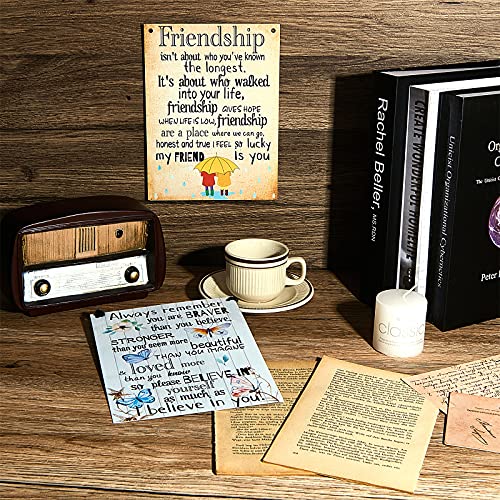 2 Decoraciones de Pared de Metal de Always Remember Letreros Colgantes de Pared de Metal Motivacionales Placa de Cita de Pared de Believe Carteles de Cotización de Friendship Friends