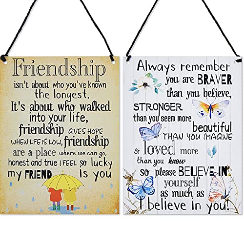 2 Decoraciones de Pared de Metal de Always Remember Letreros Colgantes de Pared de Metal Motivacionales Placa de Cita de Pared de Believe Carteles de Cotización de Friendship Friends