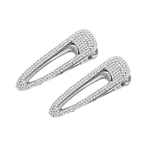 2 horquillas Big Silver con brillantes para el pelo, decoración para el pelo para mujer (plateadas).