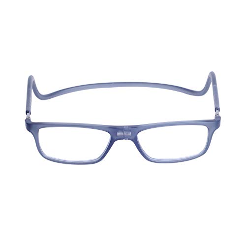 2-Pack Gafas de Lectura Magnéticas Plegables para Hombre y Mujer +2.5 (60-64 años) Presbicia Vista Montura Regulable Colgar del Cuello y Cierre con Imán, Transparente Gris