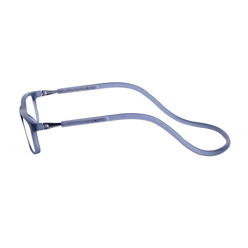 2-Pack Gafas de Lectura Magnéticas Plegables para Hombre y Mujer +2.5 (60-64 años) Presbicia Vista Montura Regulable Colgar del Cuello y Cierre con Imán, Transparente Gris