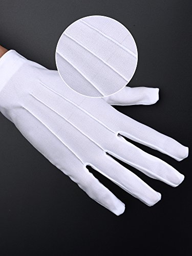 2 Pares de Guantes de Algodón de Nylon Blancos con Cierre de Broche para Policía Formal Tuxedo Honor Guardia Guantes de Disfraz de Desfile, 9,05 Pulgadas
