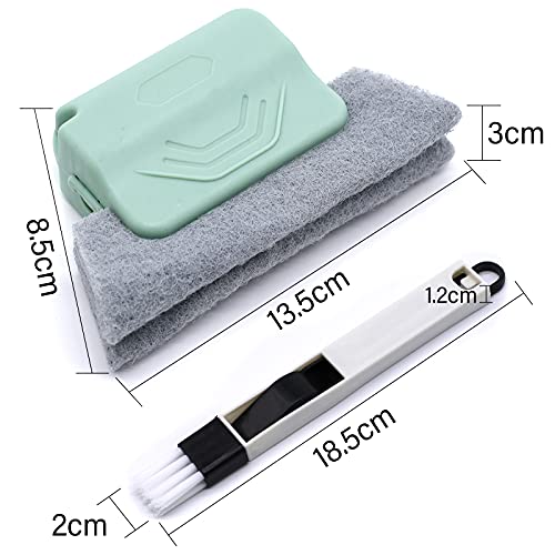 2 Piezas Cepillo de Limpieza de Ventanas + 2 Piezas 2 en 1 Cepillo de Limpieza Multifuncional, Limpiador de Ranuras,Cepillos de Limpieza Mágicos para Limpiar Ventanas, Teclados y las Esquinas y Huecos