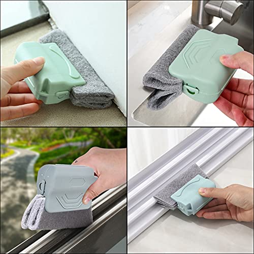2 Piezas Cepillo de Limpieza de Ventanas + 2 Piezas 2 en 1 Cepillo de Limpieza Multifuncional, Limpiador de Ranuras,Cepillos de Limpieza Mágicos para Limpiar Ventanas, Teclados y las Esquinas y Huecos