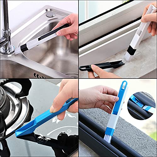 2 Piezas Cepillo de Limpieza de Ventanas + 2 Piezas 2 en 1 Cepillo de Limpieza Multifuncional, Limpiador de Ranuras,Cepillos de Limpieza Mágicos para Limpiar Ventanas, Teclados y las Esquinas y Huecos