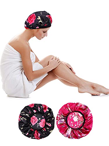 2 piezas de gorro de dormir de noche, suave satén de seda de noche de dormir suelto y apretado con tapa química de pérdida de cabello, adecuado para el sueño y el cuidado del cabello de las mujeres