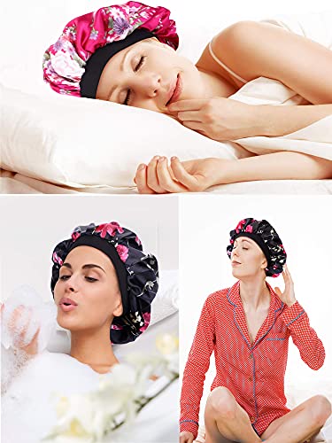 2 piezas de gorro de dormir de noche, suave satén de seda de noche de dormir suelto y apretado con tapa química de pérdida de cabello, adecuado para el sueño y el cuidado del cabello de las mujeres
