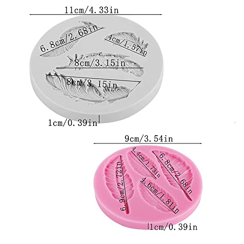 2 Piezas de Molde de Silicona para Fondant de Plumas, Molde para Hornear de Silicona con Forma de Pluma, para Fudge, Chocolate, Pastel, Decoración de Postres, etc