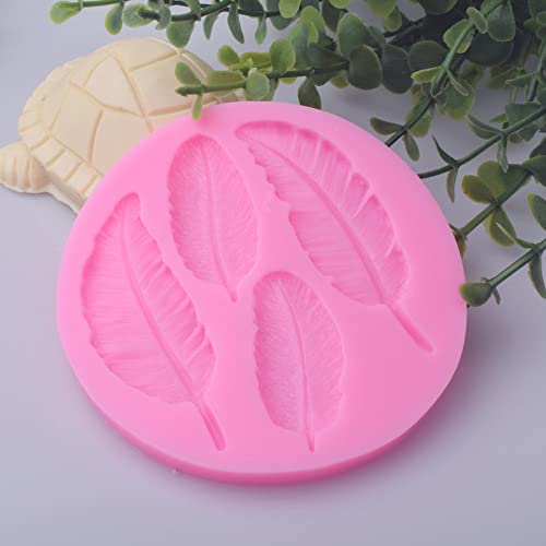 2 Piezas de Molde de Silicona para Fondant de Plumas, Molde para Hornear de Silicona con Forma de Pluma, para Fudge, Chocolate, Pastel, Decoración de Postres, etc