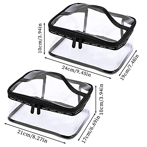 2 Piezas Neceser Transparente Impermeable, PVC Cosméticos Bolsa de Viaj, Neceser Transparente con Cremallera y Asa, Claro PVC Maquillaje Bolsa de Viaje, para Hombre Mujer Vacación Baño y Viajes