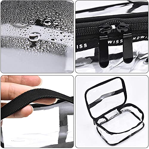 2 Piezas Neceser Transparente Impermeable, PVC Cosméticos Bolsa de Viaj, Neceser Transparente con Cremallera y Asa, Claro PVC Maquillaje Bolsa de Viaje, para Hombre Mujer Vacación Baño y Viajes