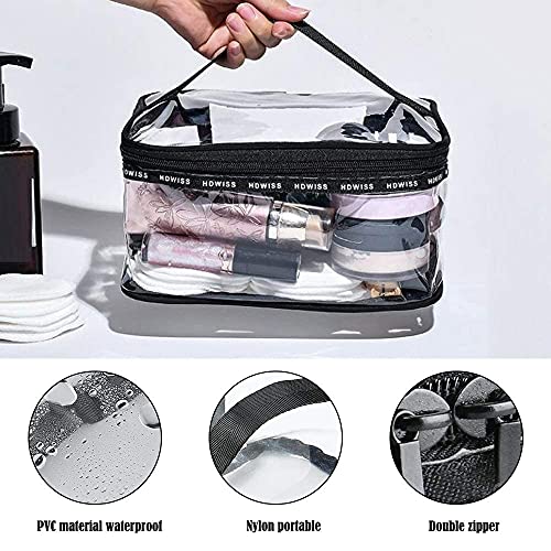2 Piezas Neceser Transparente Impermeable, PVC Cosméticos Bolsa de Viaj, Neceser Transparente con Cremallera y Asa, Claro PVC Maquillaje Bolsa de Viaje, para Hombre Mujer Vacación Baño y Viajes
