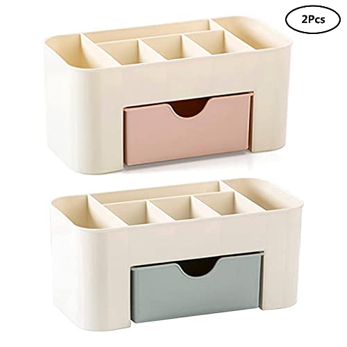 2 Piezas Organizador de Maquillaje, Cajas para Maquillaje, Caja Maquillaje Organizador, Maquillaje Contenedor con Cajón, Caja de Almacenamiento de Cosméticos, para Dormitorio, Baño