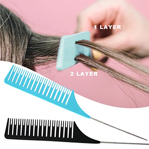 2 Piezas Peluquería Peine Resaltador Peine Para Mechas Peluqueria Peine De Aguja Peine Cola De Rata Peine De Cola Para Peluquería Para Mezclar Y Peinar El Cabello Para Hombres Y Mujeres