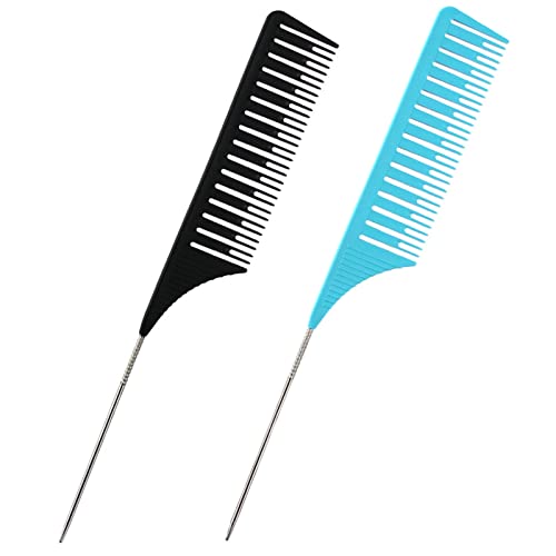 2 Piezas Peluquería Peine Resaltador Peine Para Mechas Peluqueria Peine De Aguja Peine Cola De Rata Peine De Cola Para Peluquería Para Mezclar Y Peinar El Cabello Para Hombres Y Mujeres