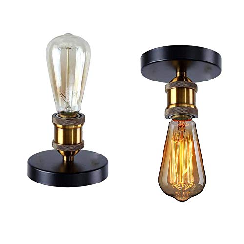 2 Piezas Retro Lámpara de Techo Industrial Pequeña Luz de Techo Barata Sencilla Plafón E27 Iluminación Corridor Porche Balcón Baño