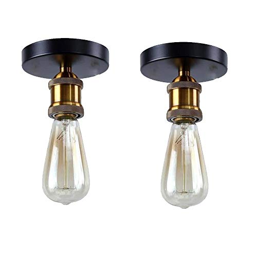 2 Piezas Retro Lámpara de Techo Industrial Pequeña Luz de Techo Barata Sencilla Plafón E27 Iluminación Corridor Porche Balcón Baño